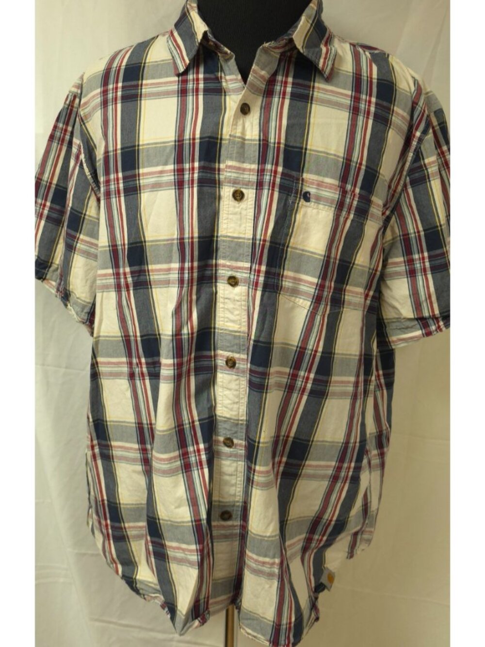 Carhartt Mens 2XL Multicolor Plaid Relaxed Fit Short Sleeve Button Down Shirt